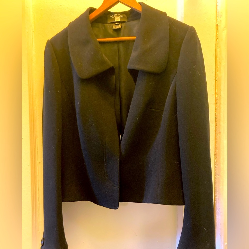 Ann Taylor for Saks Fifth Avenue dressy short fitted black jacket 8.